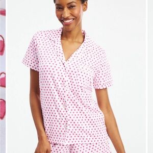 Roller Rabbit Pink Heart Print Short Sleeve Pajama Top